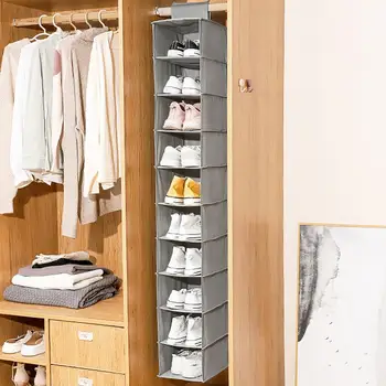 10-уровневый шкаф для обуви, Подвесные полки для хранения, Настенный органайзер с прослойками, Складная подвесная сумка для обустройства дома