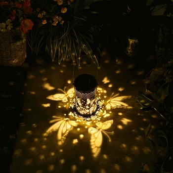 Водонепроницаемый проекционный фонарь с полой бабочкой, Освещение дома, двора, сада, Автоматическая лампа освещения на солнечной энергии