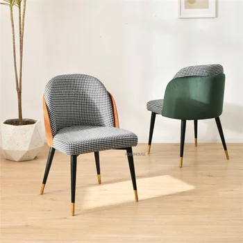 Современные кожаные обеденные стулья для кухонной мебели Home Light Роскошный дизайнерский стол в стиле Хаундстут со спинкой для обеденного стула