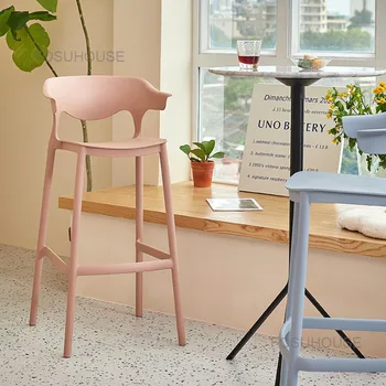 Скандинавские Пластиковые Кухонные Барные стулья, Мебель для дома, Современные Простые Барные стулья с высокой барной спинкой, Дизайнерские Складные барные стулья