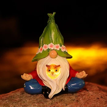 Статуя гнома Солнечные фонари Декоративная скульптура гнома Солнечные лампы Наружное освещение Статуя Гнома Поделки из смолы для рождественского декора