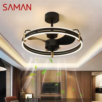 Потолочный вентилятор SAMAN Nordic Современный Простой Креативный дизайн, светодиод с дистанционным управлением, декор для дома, гостиной, спальни, лампы